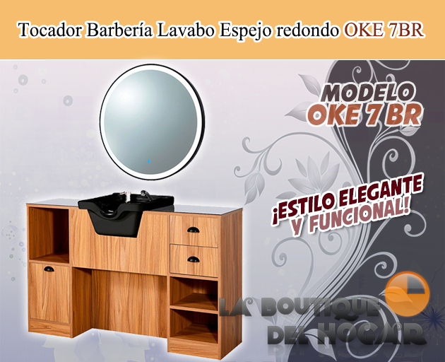 Tocador de Barbería Vintage con Lavacabezas Modelo OKE 7 BR