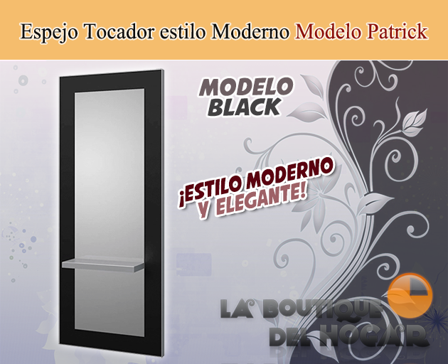 Tocador de Peluquería estilo Moderno con espejo Modelo Patrick Black