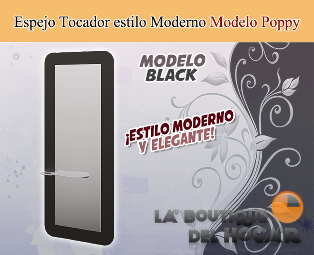 Tocador de Peluquería estilo Moderno con espejo Modelo Poppy Black