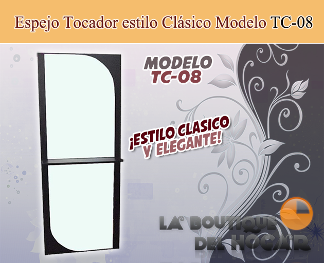 Tocador de Peluquería estilo Clásico con espejo completo Modelo TC-08