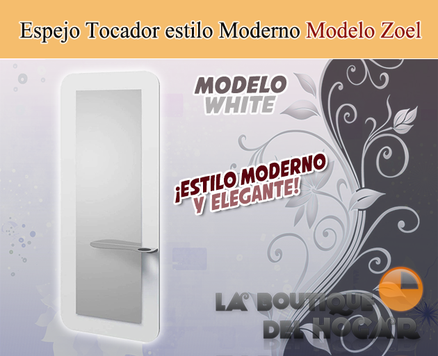 Tocador de Peluquería estilo Moderno con espejo Modelo Zoel White