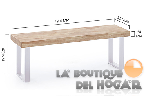 Mesa de comedor fija con patas metálicas y tablero de Roble Modelo Loft