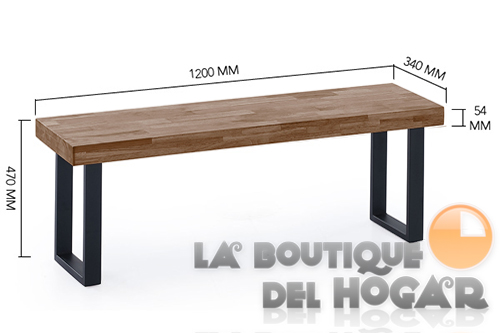 Mesa de comedor fija con patas metálicas y tablero de Roble Modelo Loft