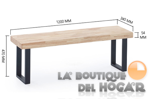 Mesa de comedor fija con patas metálicas y tablero de Roble Modelo Loft