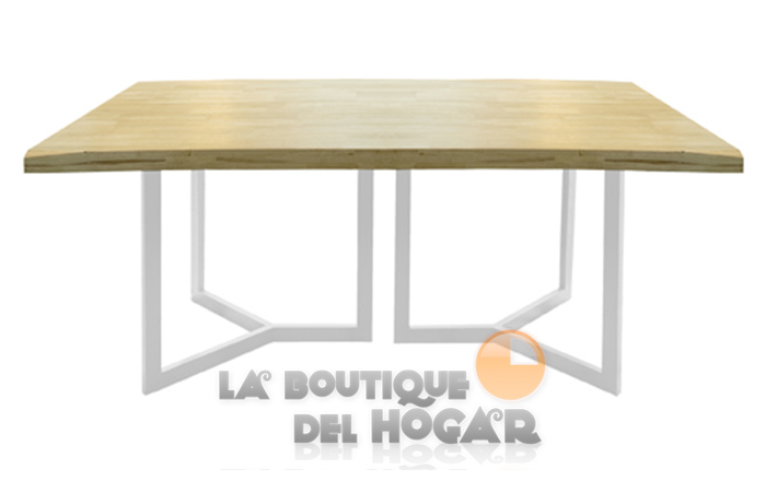 Mesa de comedor fija con patas metálicas y tablero de Roble Modelo Artico