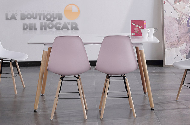 Mesa de comedor fija con patas metálicas y tablero de Roble Modelo Loft