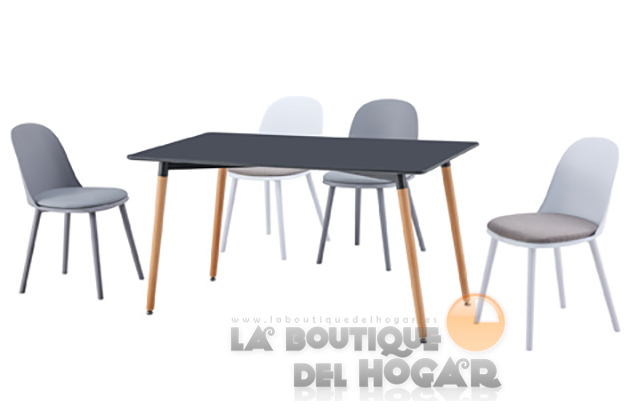 Mesa de comedor fija con patas metálicas y tablero de Roble Modelo Loft