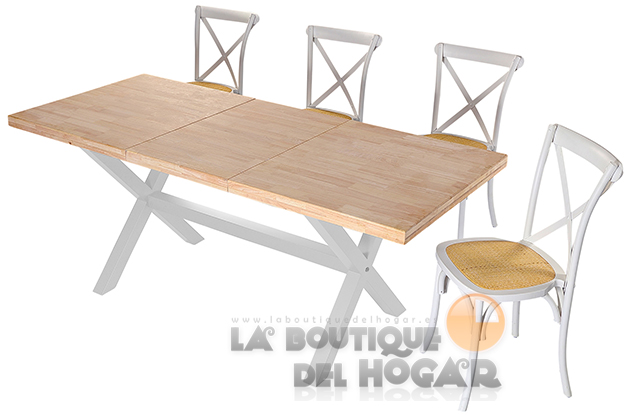 Mesa de comedor extensible negra con patas metálicas y tablero de Roble Nordish Modelo X-Loft