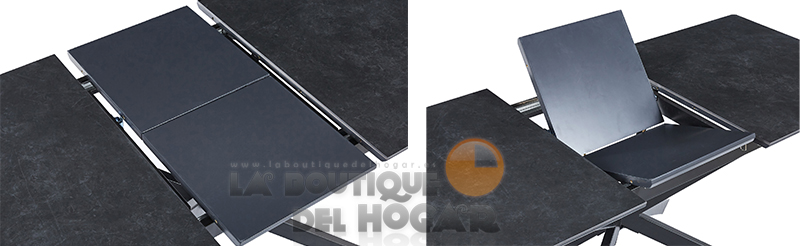 Mesa de comedor extensible negra con patas metálicas Vulcano
