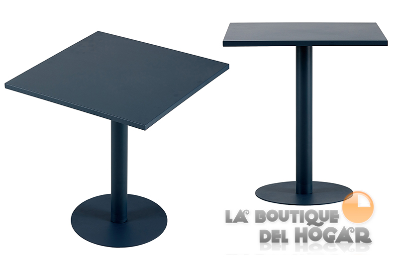 Mesa de comedor fija negra con patas metálicas y tablero de Roble Nordish Modelo Gina