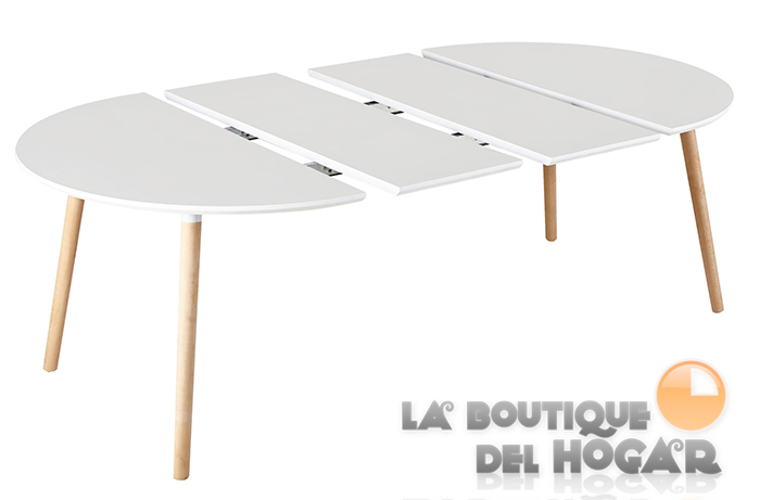 Mesa de comedor extensible negra con patas metálicas y tablero de Roble Honey Modelo Berg