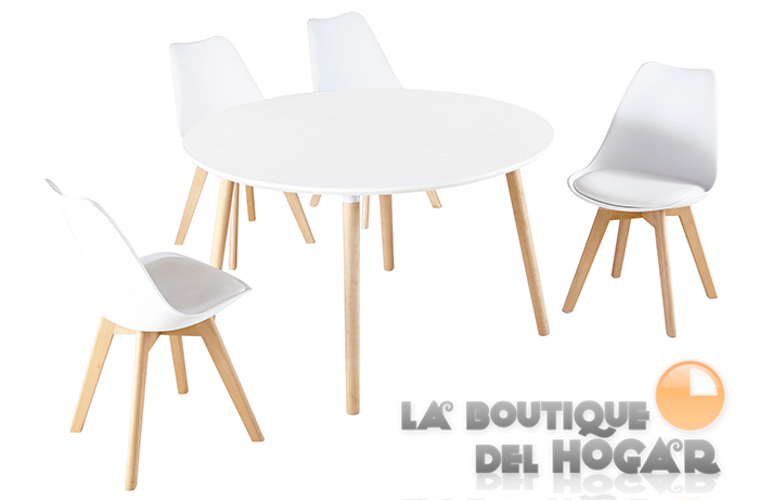 Mesa de comedor extensible negra con patas metálicas y tablero de Roble Honey Modelo Berg