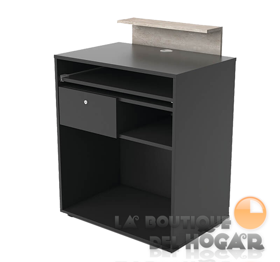 Mueble de recepción con cajón, estantes y base de acero Modelo Thierry