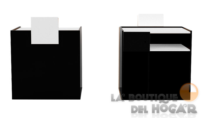 Mueble de recepción Negro con estantes y frente Blanco Modelo HUSH