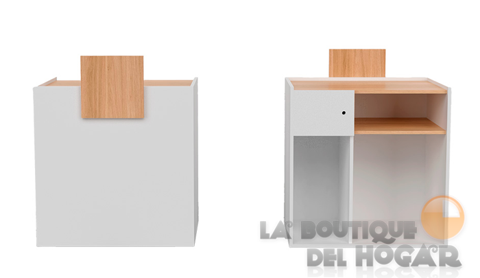 Mueble de recepción Blanco con estantes y frente oak Modelo TAMY