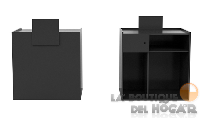 Mueble de recepción Negro con estantes y frente Negro Modelo VINDO
