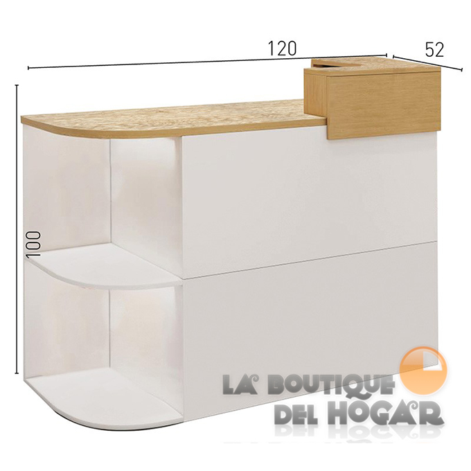 Mueble Mostrador de recepción con estantes Modelo Woodberg