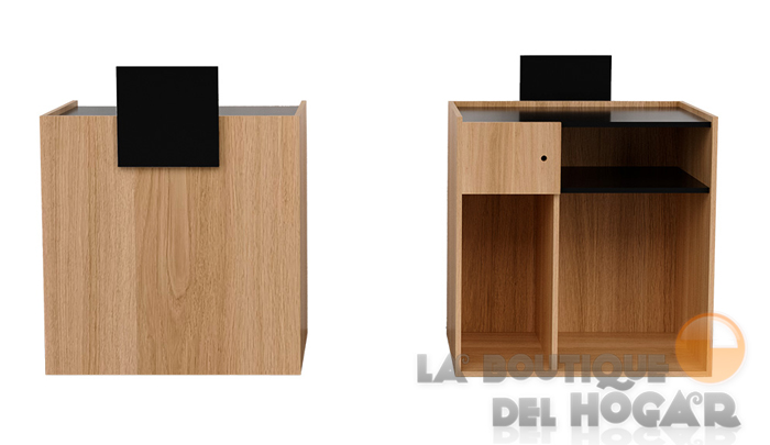 Mueble de recepción Oak con estantes y frente Negro Modelo YEGO