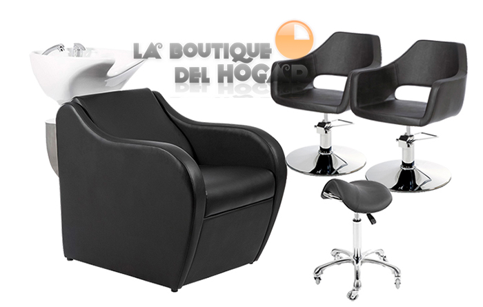 Pack - 1 Lavacabezas Con Pica Blanca Faid + 2 Sillones De Corte Wedge + 1 Taburete Pomp de regalo