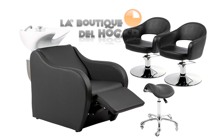 Pack - 1 Lavacabezas Con Pica Blanca Metri + 2 Sillones De Corte Mop + 1 Taburete Pomp de regalo