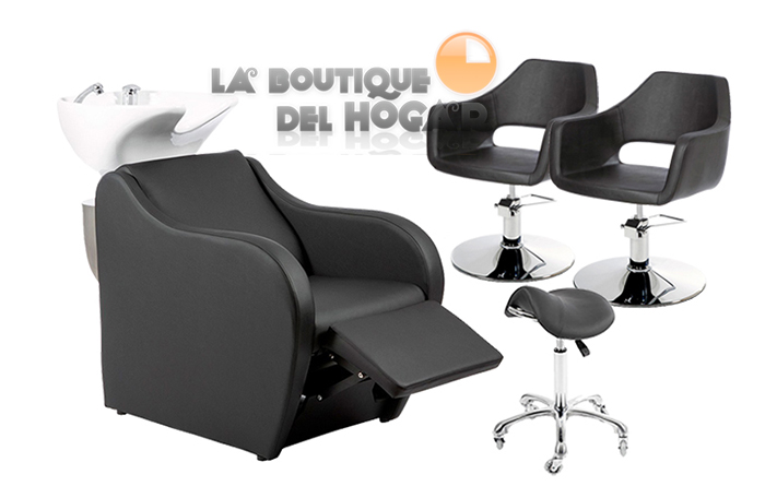 Pack - 1 Lavacabezas Con Pica Blanca Metri + 2 Sillones De Corte Wedge + 1 Taburete Pomp de regalo