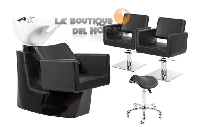 Pack - 1 Lavacabezas Con Pica Blanca Sion + 2 Sillones De Corte Braid + 1 Taburete Pomp de regalo