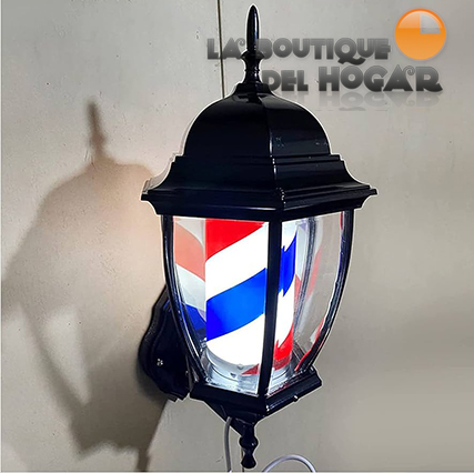 Poste giratorio para Barberia y Peluquería con Luz Modelo Lámpara Tricolor Rojo y Azul