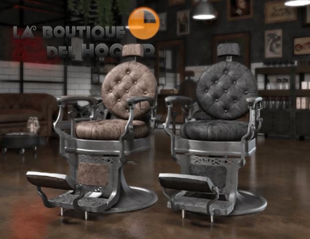 Sillón Clásico de Barbero hidráulico estilo Retro Vintage con reposapies integrado Modelo Clint