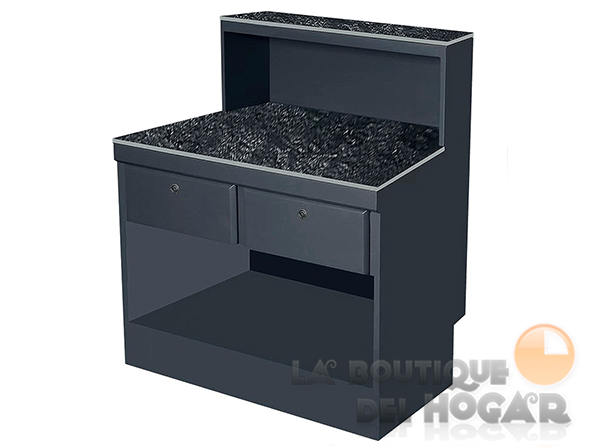 Mueble de recepción con cajón, estantes y base de acero Modelo Thierry