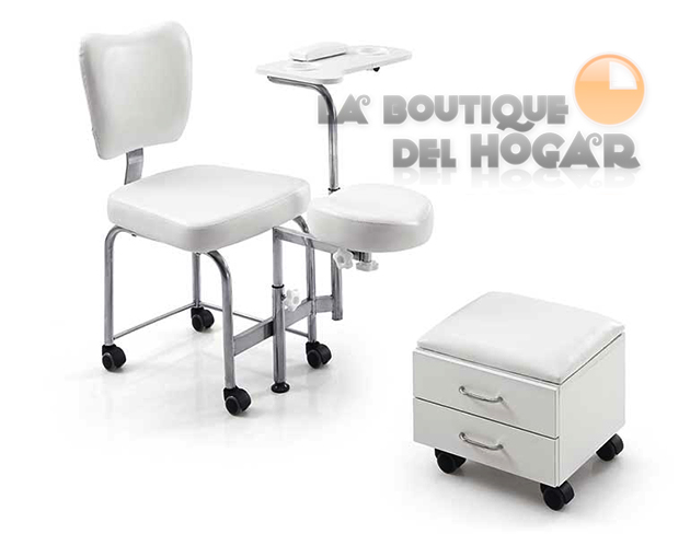 Silla de Pedicura con Taburete con 2 cajones y ruedas Tendy Modelo WK-P002