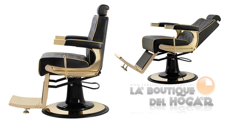 Sillón Barbero hidráulico reclinable y giratorio con reposabrazos Modelo Crew