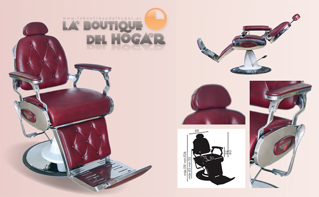 Sillón Barbero hidráulico reclinable y giratorio con reposabrazos Modelo Delta