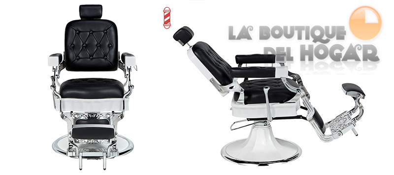 Sillón Clásico de Barbero hidráulico estilo Retro Vintage con reposapies integrado Modelo Jones