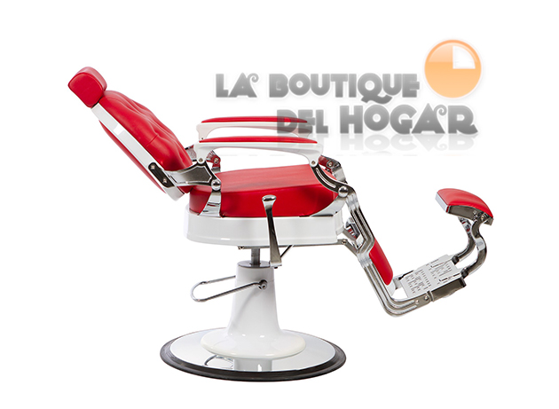 Sillón Clásico de Barbero hidráulico estilo Retro Vintage con reposapies integrado Modelo Mae