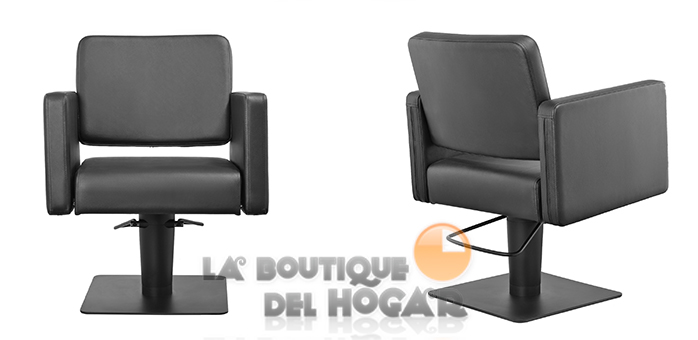Sillón hidráulico de corte con base redonda y reposabrazos Modelo Drim Black