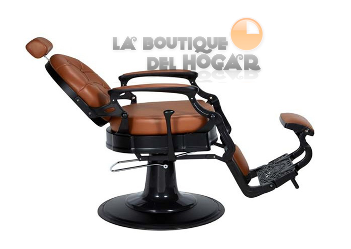 Sillón Clásico de Barbero hidráulico estilo Retro Vintage con reposapies integrado Modelo Check