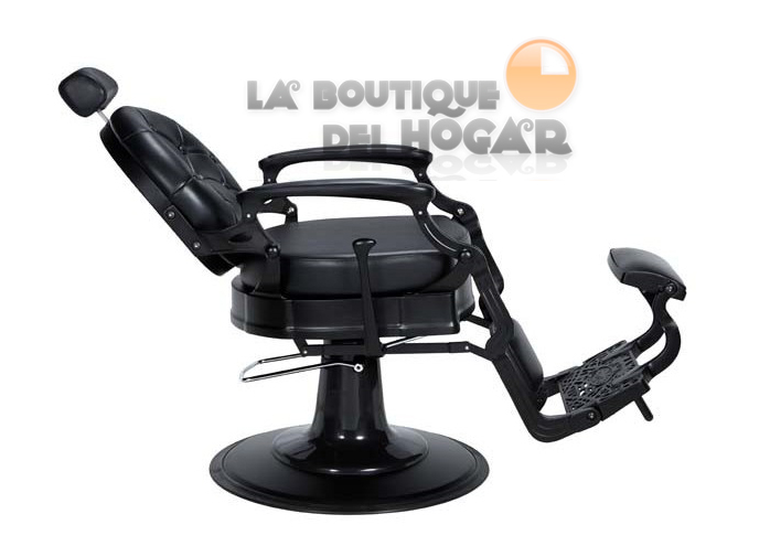 Sillón Clásico de Barbero hidráulico estilo Retro Vintage con reposapies integrado Modelo Check