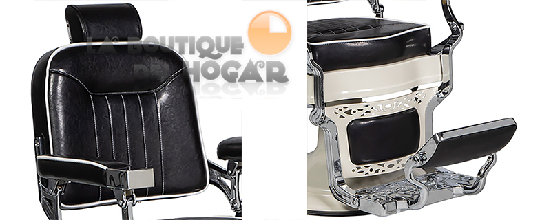 Sillón Clásico de Barbero hidráulico estilo Retro Vintage con reposapies integrado Modelo Dominus