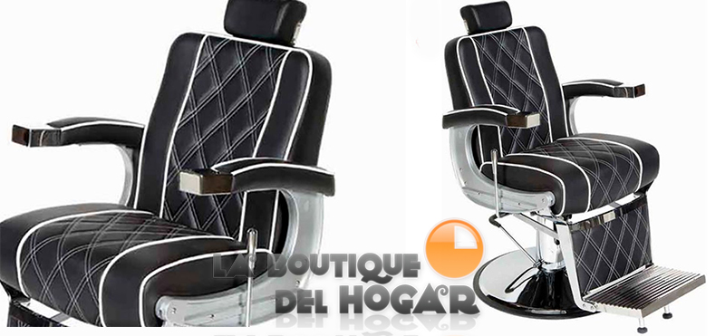 Sillón Barbero hidráulico reclinable y giratorio con reposabrazos Modelo Tweed