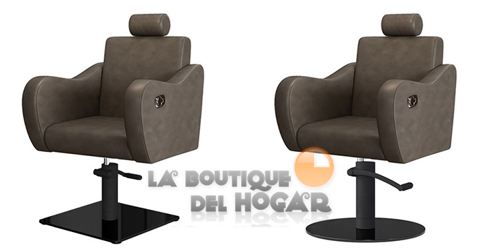 Sillón hidráulico de corte con costuras y reposabrazos Modelo Versa Marrón Wengal