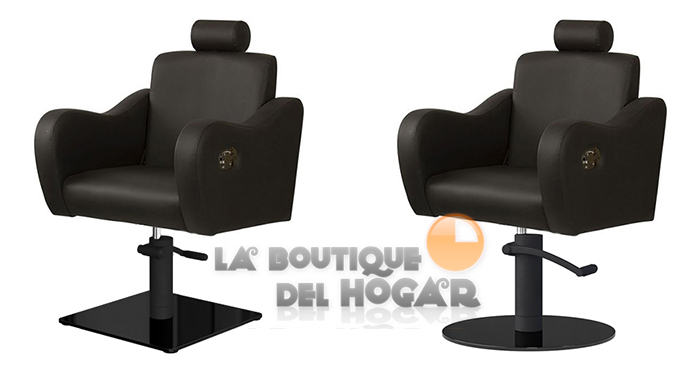 Sillón hidráulico de corte con costuras y reposabrazos Modelo Versa Marrón Wengal