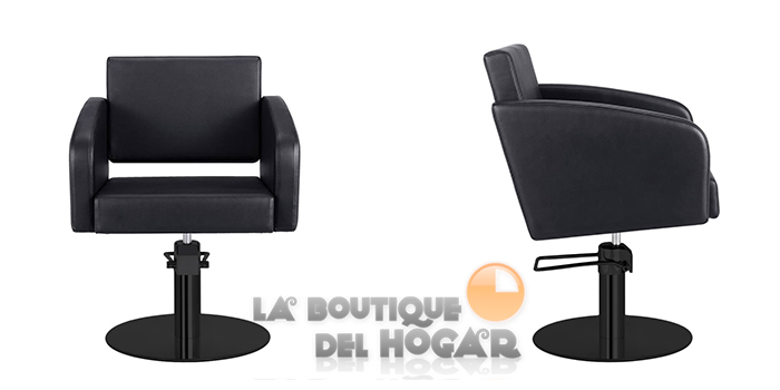 Sillón hidráulico de corte con base redonda negra y reposabrazos Modelo Loris BR