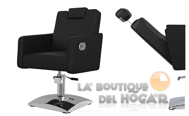 Sillón hidráulico de corte con reposabrazos Modelo Versa Negro mate