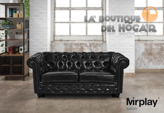 Sofá de espera Doble tapizado de diseño Vintage Modelo Dock - color negro
