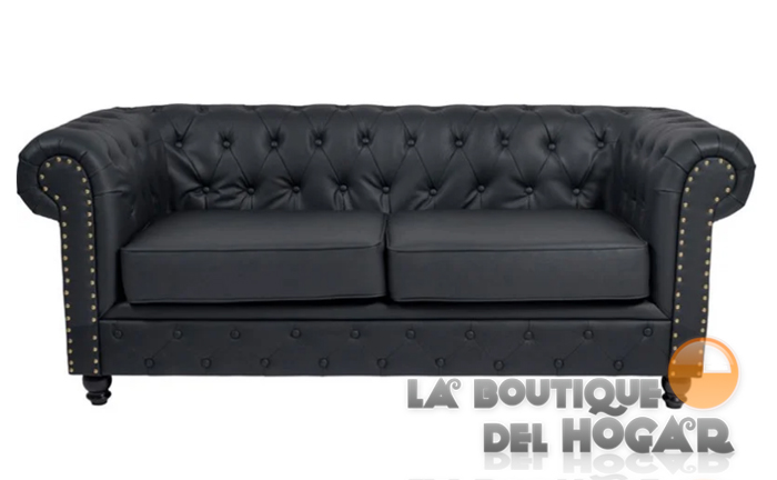 Sofá de espera Doble tapizado de diseño Vintage Modelo Repose - color negro