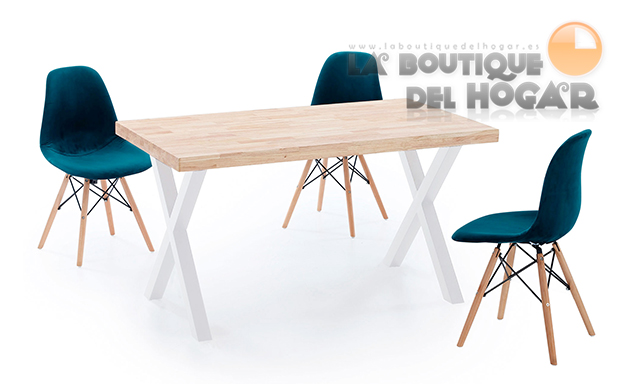 Mesa de comedor fija con patas metálicas y tablero de Roble Modelo X-Loft