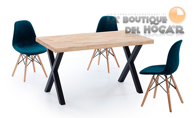 Mesa de comedor fija con patas metálicas y tablero de Roble Modelo X-Loft