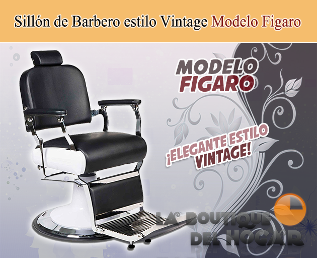 Sillón Clásico de Barbero hidráulico estilo Retro Vintage con reposapies integrado Modelo Figaro