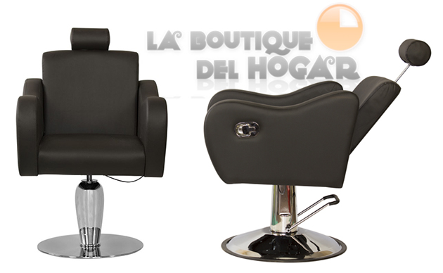 Sillón hidráulico de corte con costuras y reposabrazos Modelo Versa Marrón Wengal